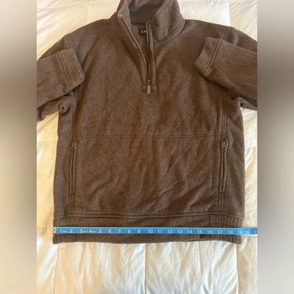 J. Peterman Brown Fleece 1/4 Zip  Pockets Men’s Size Small - Picture 11 of 11